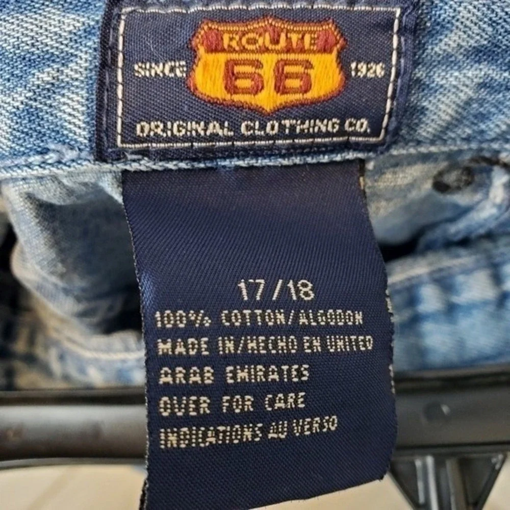 Route 66 Y2K‎ Denim Mini Skirt Blue Jean Juniors 17/18 Cotton 2000s Mallcore